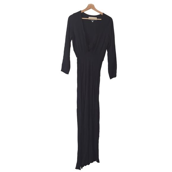 Stone Cold Fox Dress Womens 1 US 2/4 Black Maxi Long Sleeve V-Neck Slit $395 - Picture 1 of 6